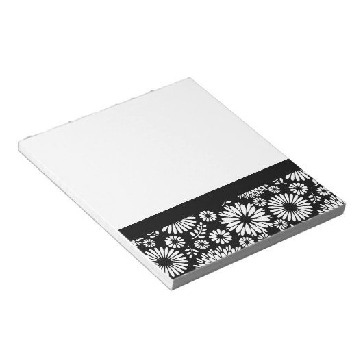 Boho bloemen Zwart-wit vectorbloempatroon Notitieblok (Schuin)