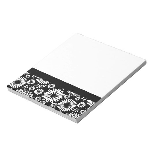 Boho bloemen Zwart-wit vectorbloempatroon Notitieblok (Linkerzijde)