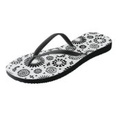 Boho bloemen Zwart-wit vectorbloempatroon Teenslippers (Schuin)