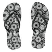 Boho bloemen Zwart-wit vectorbloempatroon Teenslippers (Voetbed)