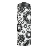 Boho bloemen Zwart-wit vectorbloempatroon Thermosbeker (Voorkant)