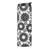 Boho bloemen Zwart-wit vectorbloempatroon Thermosbeker (Gedraaid links)