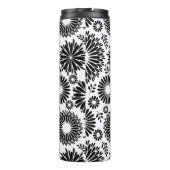 Boho bloemen Zwart-wit vectorbloempatroon Thermosbeker (Achterkant)