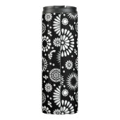 Boho bloemen Zwart-wit vectorbloempatroon Thermosbeker (Achterkant)