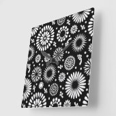 Boho bloemen Zwart-wit vectorbloempatroon Vierkante Klok (Hoek)