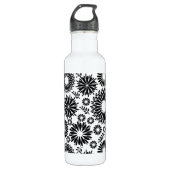 Boho bloemen Zwart-wit vectorbloempatroon Waterfles (Voorkant)