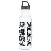 Boho bloemen Zwart-wit vectorbloempatroon Waterfles (Achterkant)