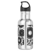 Boho bloemen Zwart-wit vectorbloempatroon Waterfles (Achterkant)