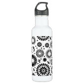 Boho bloemen Zwart-wit vectorbloempatroon Waterfles (Voorkant)