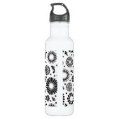 Boho bloemen Zwart-wit vectorbloempatroon Waterfles (Achterkant)