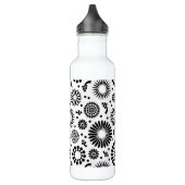 Boho bloemen Zwart-wit vectorbloempatroon Waterfles (Links)