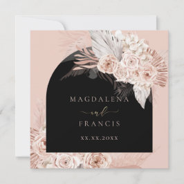 boho bloemen zwarte bruiloft kaart