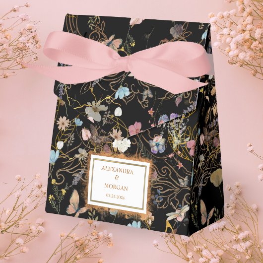 Boho Bloemen Zwarte Vlinder Tuin Trouwen Bedankdoosjes