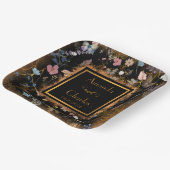 Boho Bloemen Zwarte Vlinder Tuin Trouwen Papieren Bordje (Gebogen)