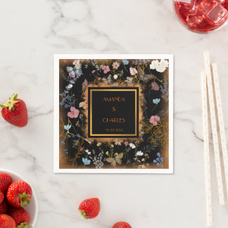 Boho Bloemen Zwarte Vlinder Tuin Trouwen Servet