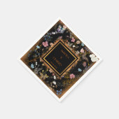 Boho Bloemen Zwarte Vlinder Tuin Trouwen Servet (Hoek)