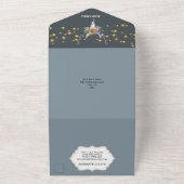 Boho bloemenblauw sinaasappel paarse snaarlampen c all in one uitnodiging (Buitenkant)