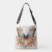 Boho bloemenbloesem vlinderweide Waterverf Crossbody Tas (Voorkant)