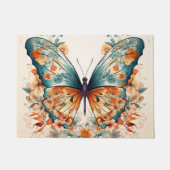 Boho bloemenbloesem vlinderweide Waterverf Deurmat (Voorkant)