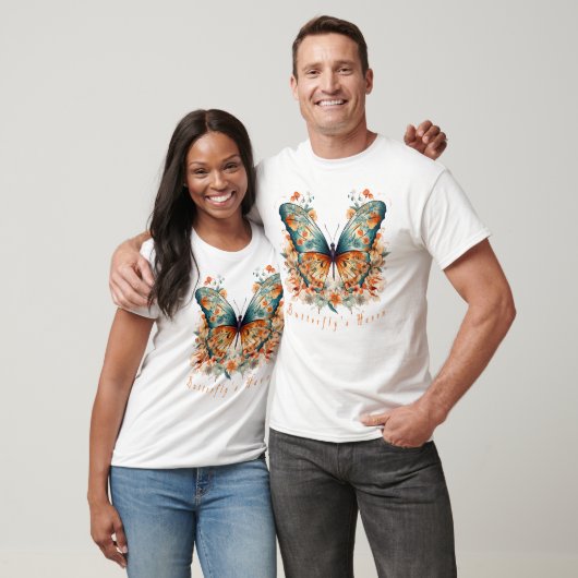 Boho bloemenbloesem vlinderweide Waterverf T-shirt (Unisex)