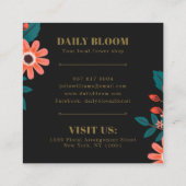 Boho bloemenboeket elegant chique gouden lijst blo vierkante visitekaartje (Achterkant)