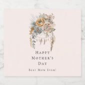 Boho Bloemenboeket en Dreamcatcher Moederdag Sparkling Wijnetiket (Enkel label)