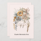 Boho Bloemenboeket in neutrale kleuren Moederdag Feestdagenkaart (Voorkant / Achterkant)