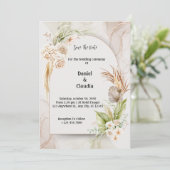 Boho Bloemenboog bruiloft uitnodiging (Staand voorkant)