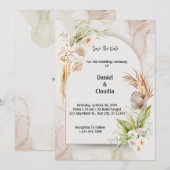 Boho Bloemenboog bruiloft uitnodiging (Voorkant / Achterkant)