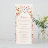 Boho Bloemenboog Herfst Bruiloft Menu (Staand voorkant)