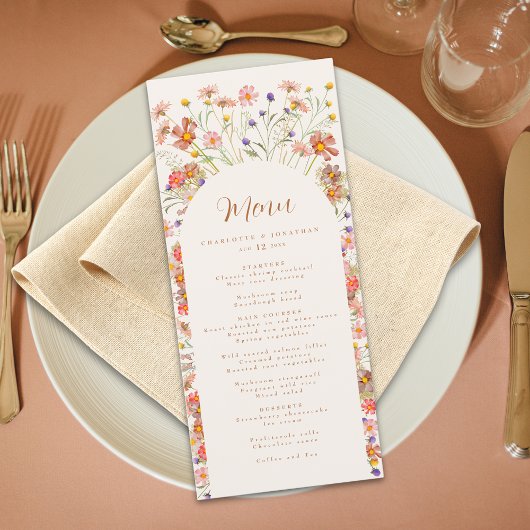 Boho Bloemenboog Herfst Bruiloft Menu