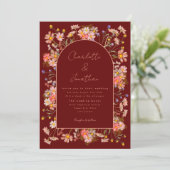 Boho Bloemenboog Terracotta Herfst Bruiloft Kaart (Staand voorkant)
