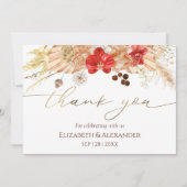 Boho Bloemenbruiloft Dank u kaart | terracotta (Voorkant)