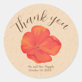 Boho Bloemenbruiloft Dank u Ronde Sticker