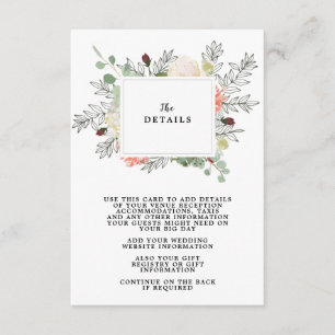Boho Bloemenbruiloft Details Informatiekaart Informatiekaartje