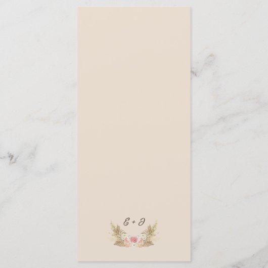 Boho Bloemenbruiloft Flat Menu (Achterkant)