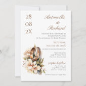 Boho bloemenbruiloft met ringen  kaart (Voorkant)