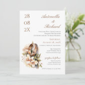 Boho bloemenbruiloft met ringen  kaart (Staand voorkant)