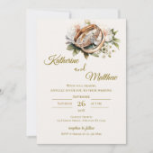 Boho bloemenbruiloft met ringen kaart (Voorkant)