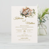 Boho bloemenbruiloft met ringen kaart (Staand voorkant)