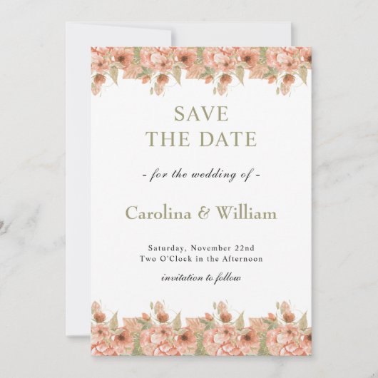 Boho Bloemenbruiloft Save The Date (Voorkant)