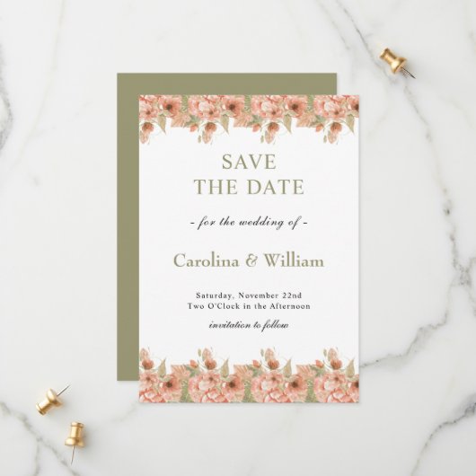 Boho Bloemenbruiloft Save The Date (Voorkant / Achterkant in situ)