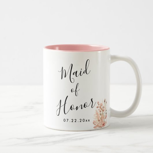 Boho Bloemenbruiloft Tweekleurige Koffiemok (Rechts)