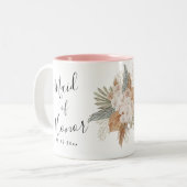 Boho Bloemenbruiloft Tweekleurige Koffiemok (Voorkant links)