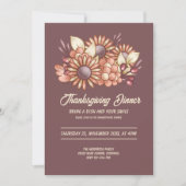 Boho bloemenbruin Thanksgiving Diner Kaart (Voorkant)
