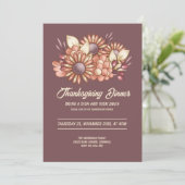 Boho bloemenbruin Thanksgiving Diner Kaart (Staand voorkant)