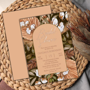 Boho bloemencotton Gedroogde Grassen Bruiloft Bo Folie Uitnodiging