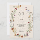Boho bloemend bruiloftslunch kaart (Voorkant)