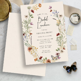 Boho bloemend bruiloftslunch kaart