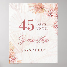 Boho Bloemendagen tot Mijn Trouwdag Bruidsuitnodig Poster